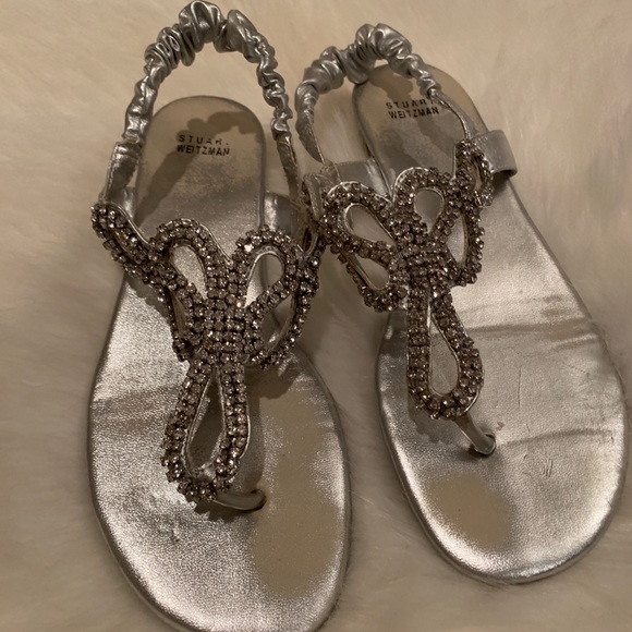 COPY - Stuart Weitzman Silver Rhinestone Sandal - Picture 3 of 5